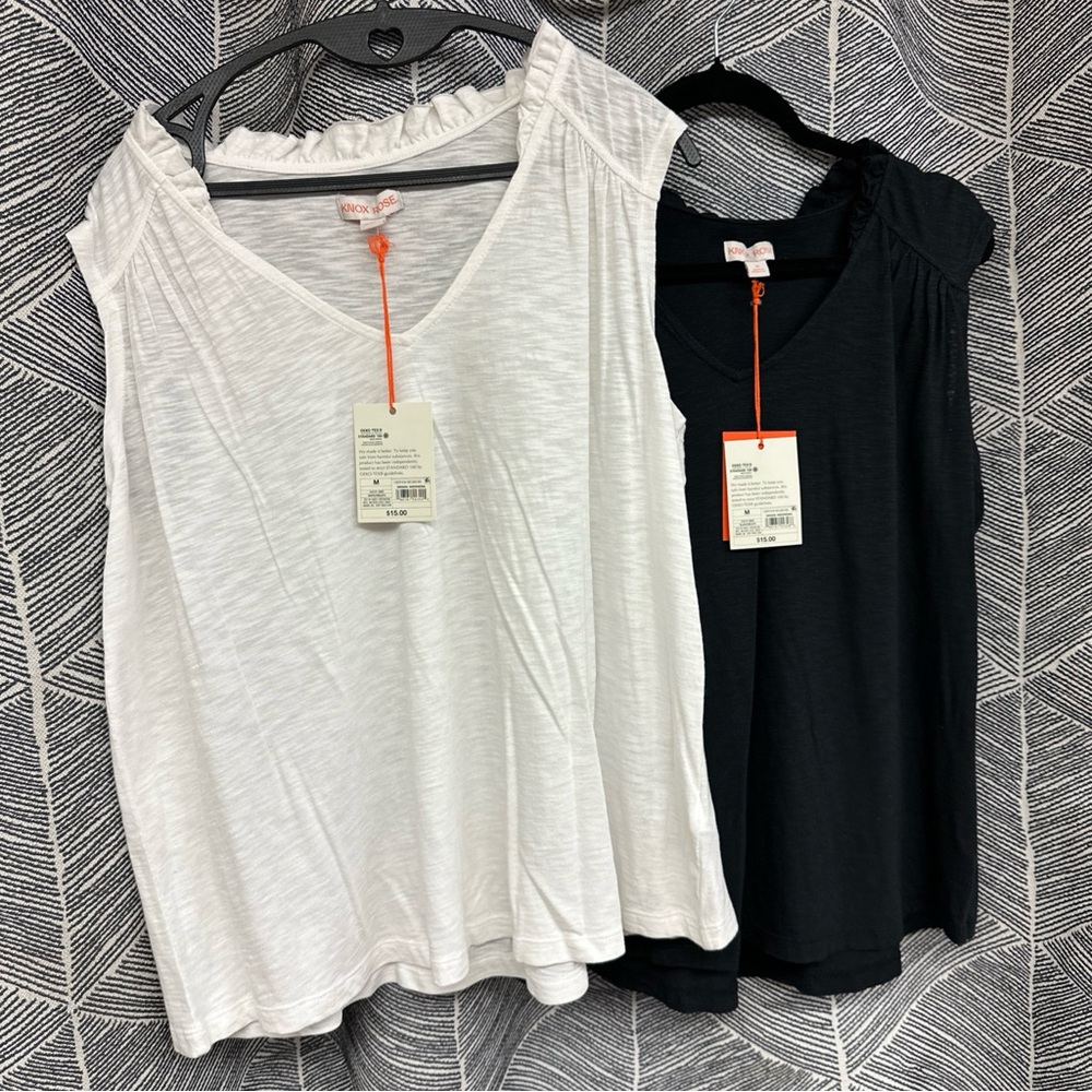 Knox Rose  2 Women's Knit Tank Tops - Knox Rose Black  And White Size M - Picture 10 of 12